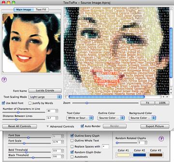 TexToPix Main Window.