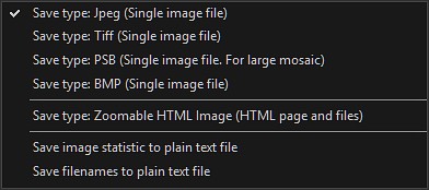 File format menu