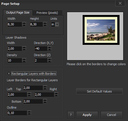 Page Setup Settings Screen.